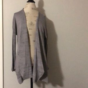 Sinuous Gray & Black Fleece Lined Long Cardigan